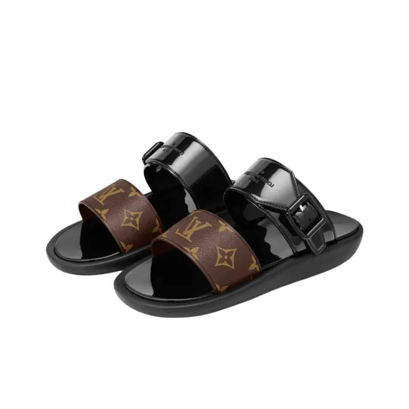 LOUIS VUITTON Sunbath Slide Slippers Women's Black-3