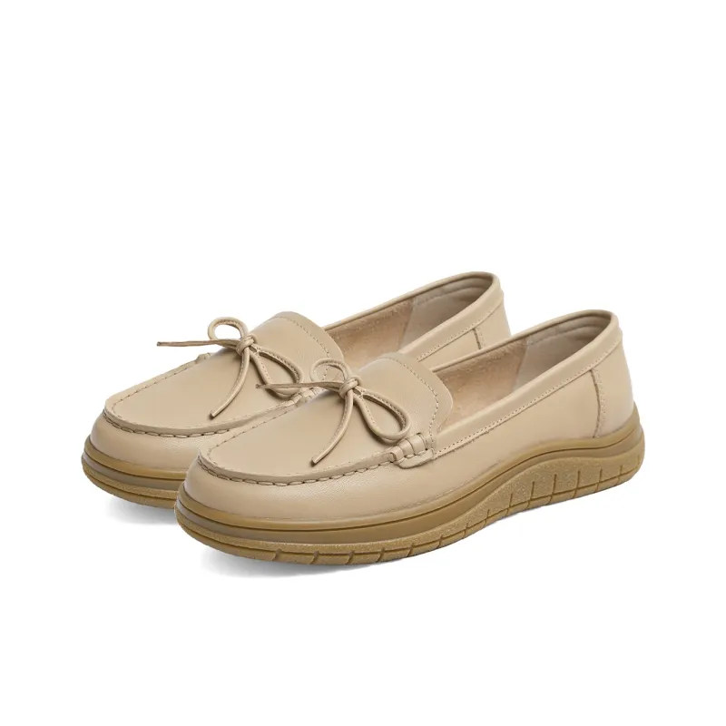 RED DRAGONFLY Gommino Loafers Small Leather Shoes Slip on Unlined Shoes Women's Black/Beige/Apricot-16