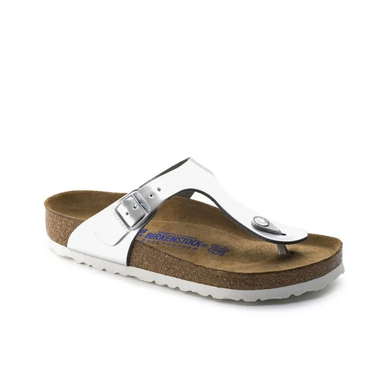 Birkenstock Gizeh Softbed Metallic Silver Women's-1