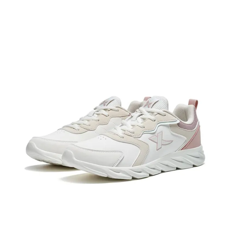 XTEP Cushioned Anti Slip And Wear Resistant Lightweight Low Top Running Shoes Women's Brown Pink-1