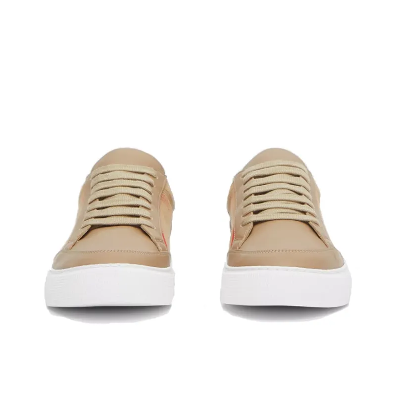 Burberry House Low Top Stylish Skateboarding Shoes Women's Tan-3