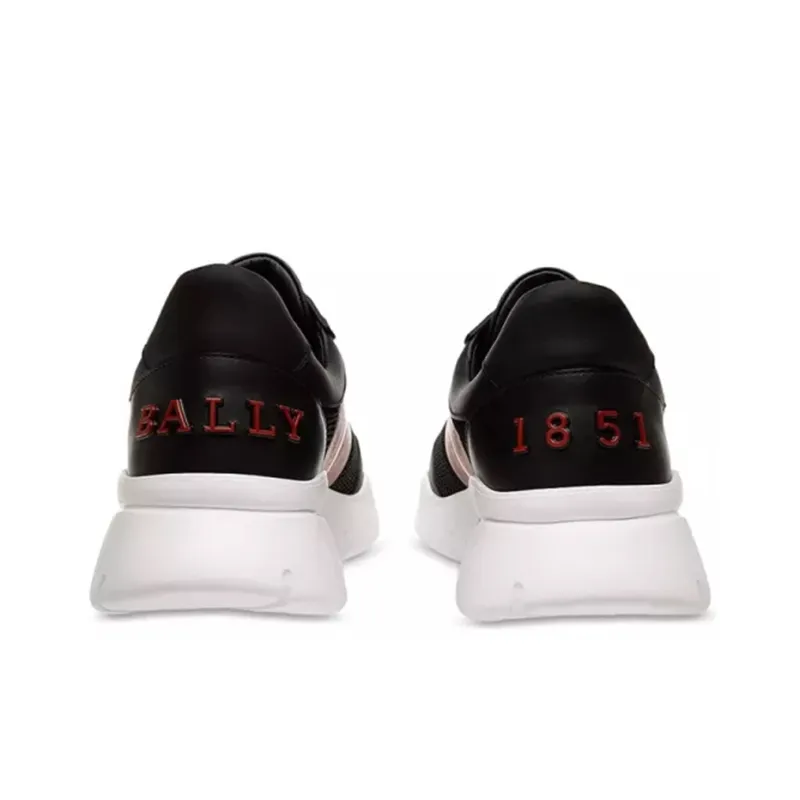 BALLY Anti-Slip Wear-Resistant Low-Top Sports Casual Shoes Black Red-4