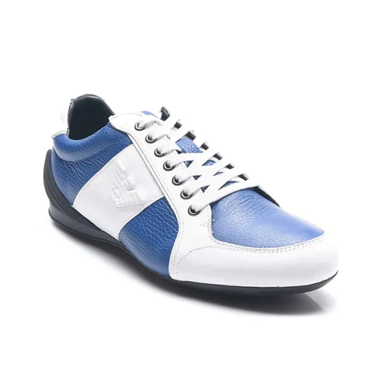EMPORIO ARMANI Anti Slip Wear Resistant Low Top Sports Casual Shoes Men's Blue White-2