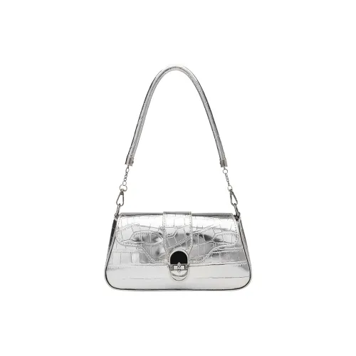NX DOUGHNUT PU Portable Crossbody Bag, Shoulder Bag Medium Size Women's Silver