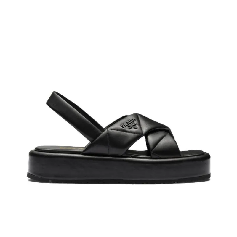 PRADA Quilted Leather Slingback Sandals 'Black' Women's-1