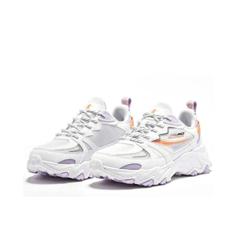QIAODAN Cushioning, Wear Resistant Low Top Running Shoes Women's White Purple-2