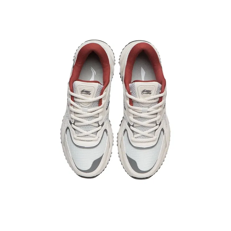LiNing Shock Absorbing, Non Slip, Wear Resistant, Breathable And Lightweight Low Top Running Shoes Men's Gray White-3