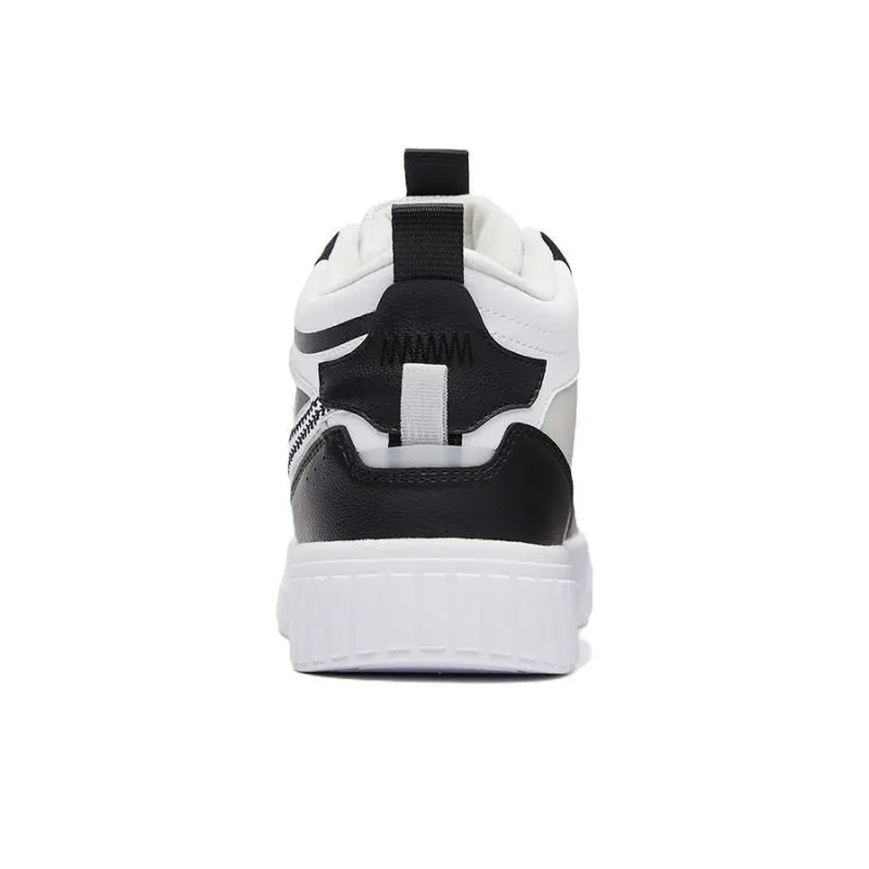 Erke Dots Wear resistant And Lightweight Mid Top Skateboard Shoes Men's Black White-3