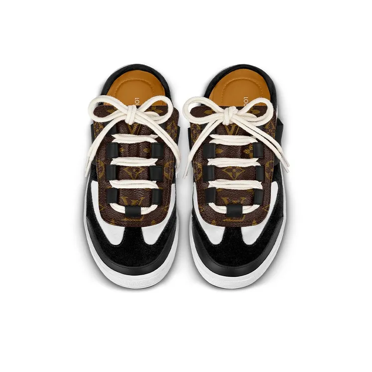 LOUIS VUITTON Lous Abrasion Resistant Closed Toe Slippers Women's White Black Brown-3
