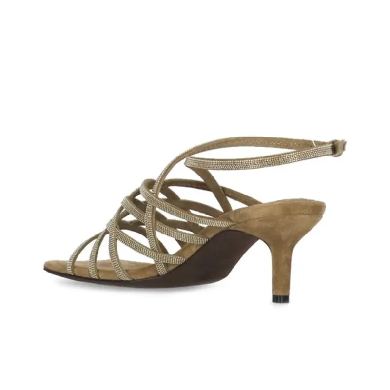 Brunello Cucinelli One Strap Sandals 7cm Women's Beige-3
