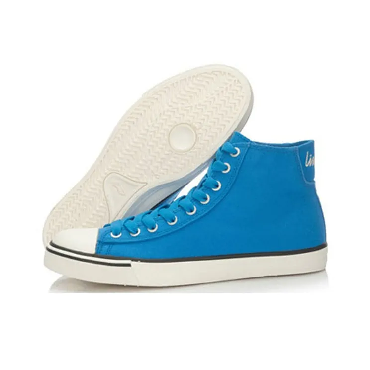 LiNing High Top Skateboard Shoes Men's Blue White-4