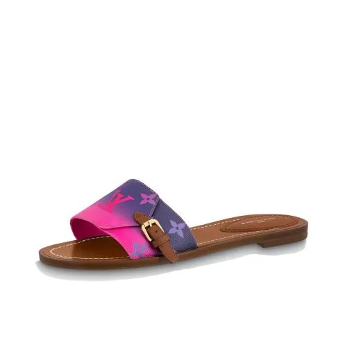 LOUIS VUITTON Lock It Slide Slippers Women's Purple Pink