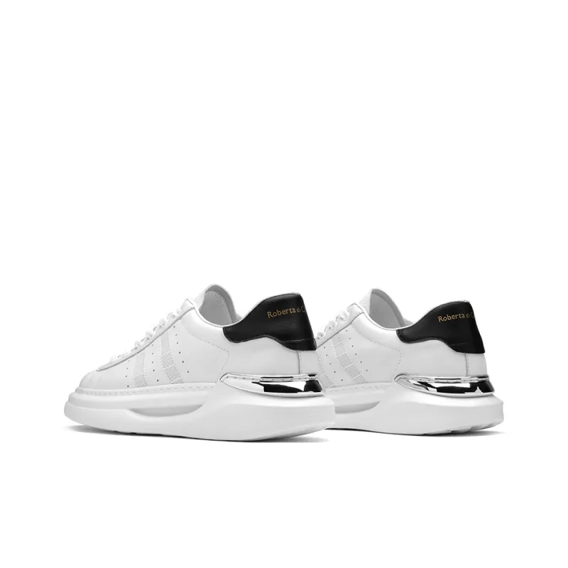 ROBERTA DI CAMERINO Anti Slip And Wear Resistant Height Increasing Low Top Skateboard Shoes Men's White-3