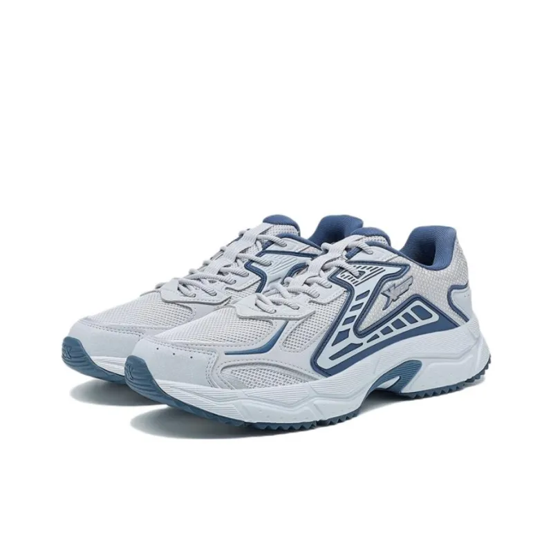 XTEP Cushioned Anti Slip And Wear Resistant Lightweight Low Top Running Shoes Men's Gray Blue-1