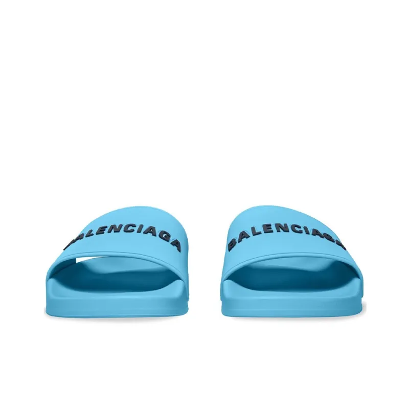 Balenciaga Pool Slides 'Light Blue And Black Rubber'-3