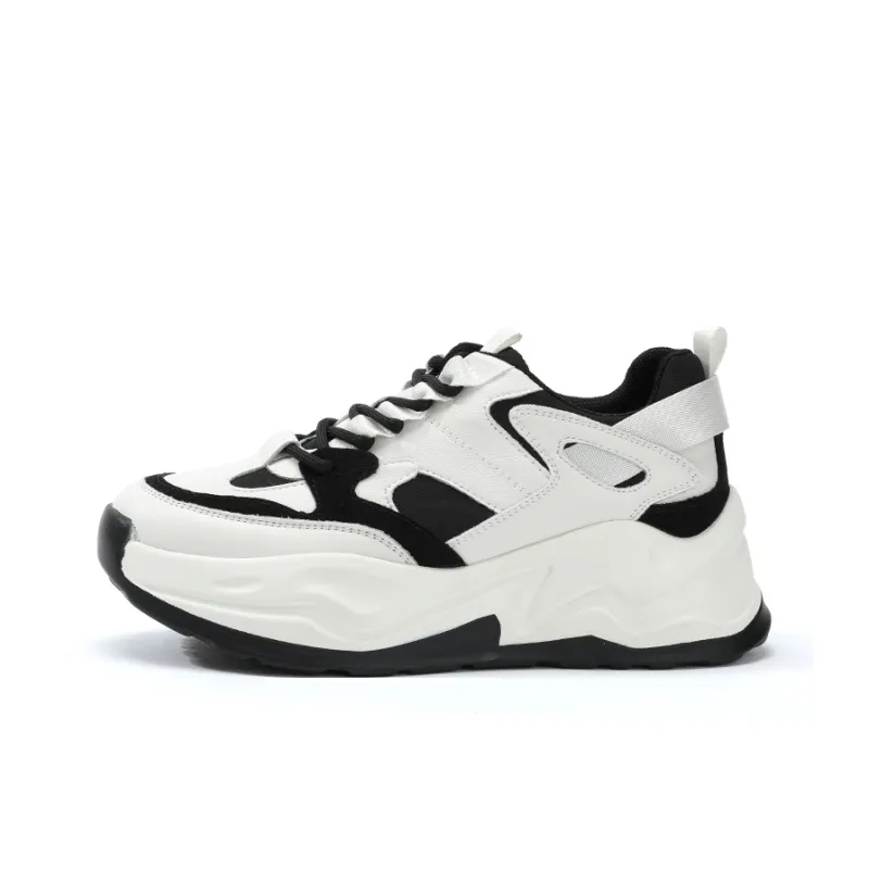 FLOSSIE Chunky Sneakers Women's Low Top Black/Beige Khaki-0