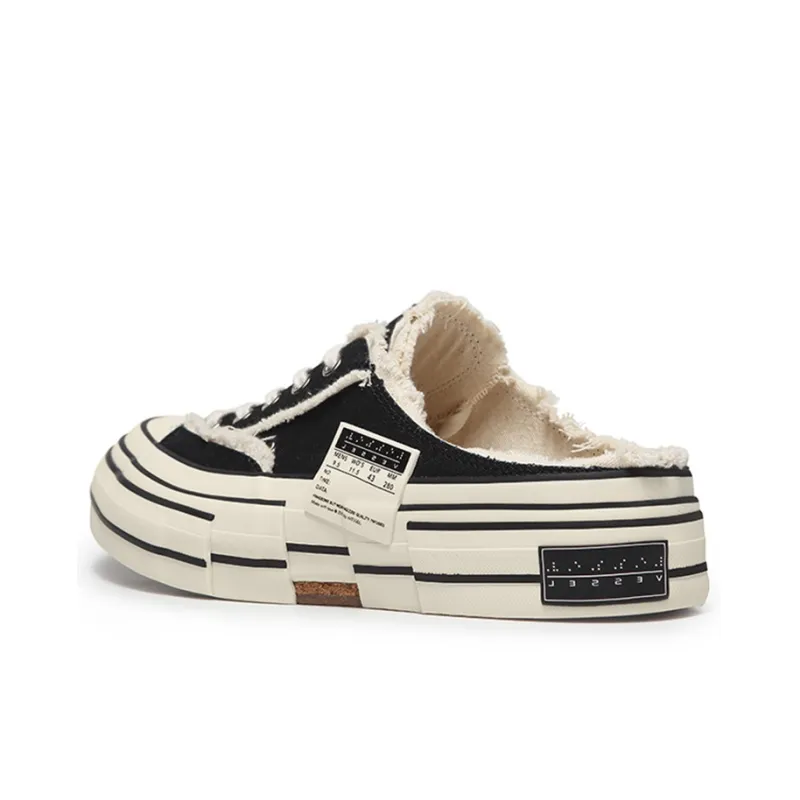 VESSEL G.O.P. Slip On Low Top Skateboard Shoes Unisex Black White-1