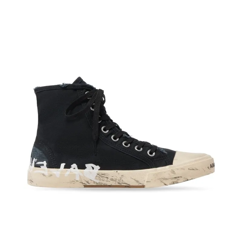Balenciaga Paris High Top Graffiti Stylish Skateboarding Shoes Women's Black-1