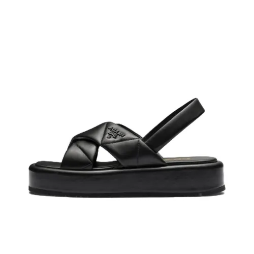 PRADA Quilted Leather Slingback Sandals 'Black' Women's