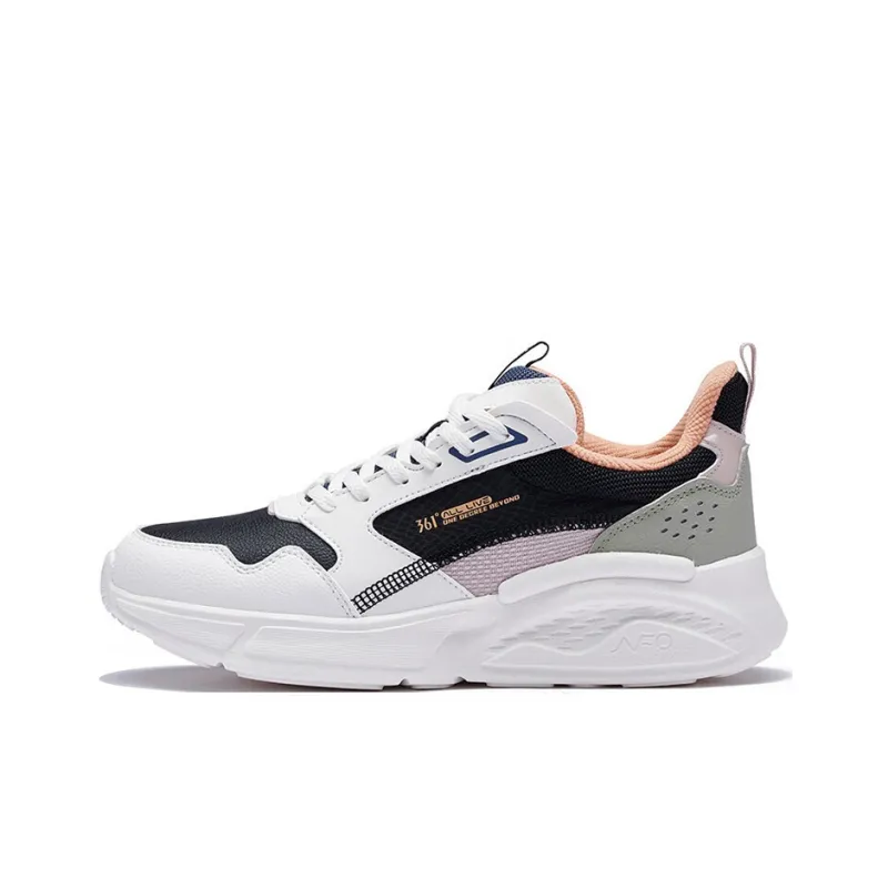361° Lightweight, Wear resistant, And Non slip Low Top Sports Casual Shoes Women's Black White-0