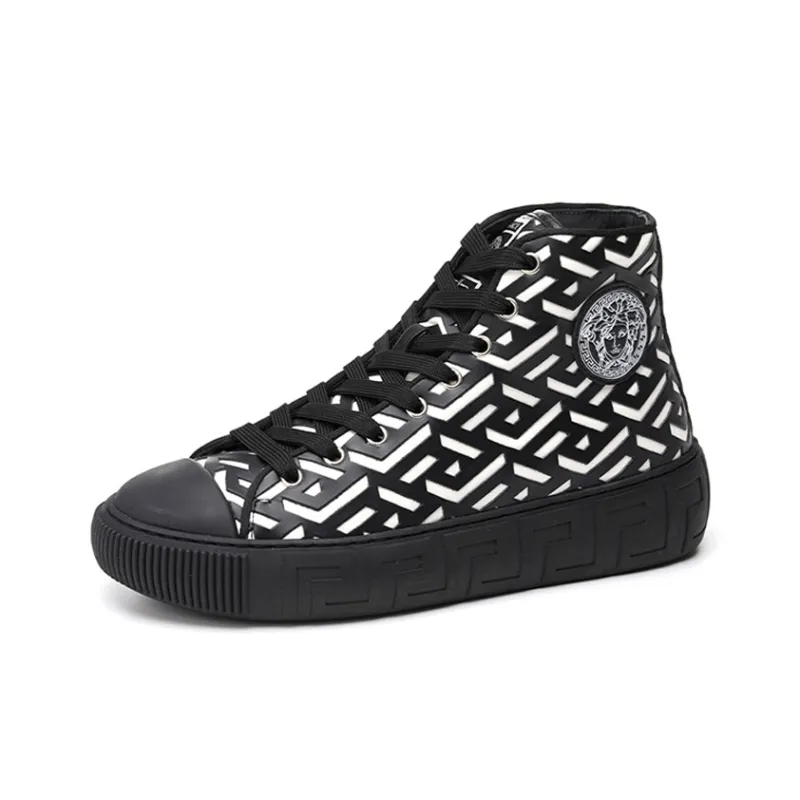 VERSACE Stylish Skateboarding Shoes Men's Black-1