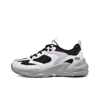 Skechers D'LITES Surfing Anti Slip Wear Resistant Low Top Casual Shoes Women's White Black Purple