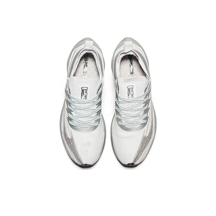 Erke Anti Slip And Wear Resistant Rebound Low Top Running Shoes Women's White Silver-1