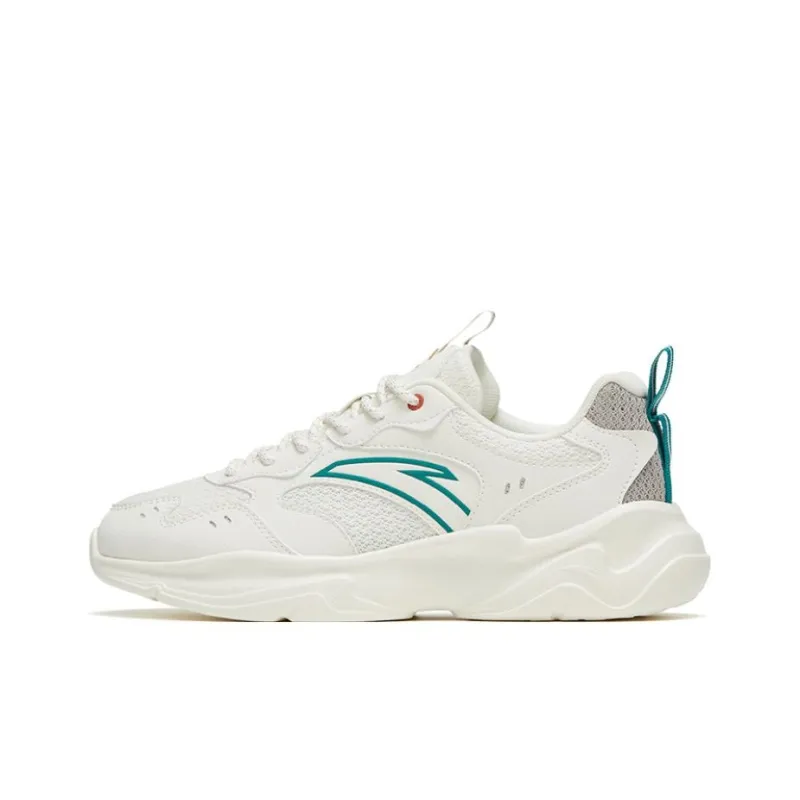 Anta Wear resistant Non slip And Breathable Low Top Sports Casual Shoes Women's White Gray Green-0