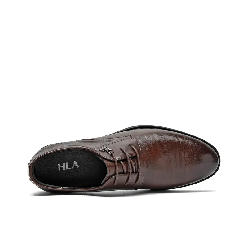 HLA Dress Shoes Men Low Top Black-2