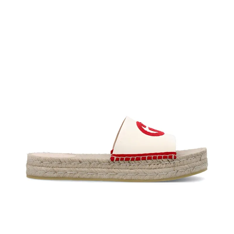 GUCCI Slide Slippers Women's White Red-1