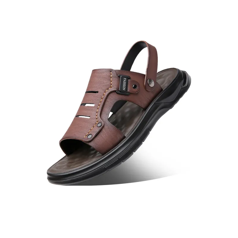 PAMATE Beach Sandals Men Gray/Yellow/Brown-18