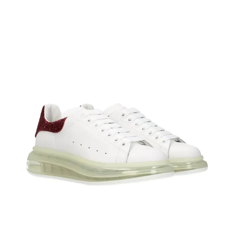 Alexander McQueen Clear Sole Oversized Sneaker 'White Burgundy Sequins' Women's-1