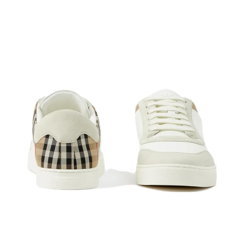 Burberry Check Panelled Sneakers 'Natural White Archive Beige'-3