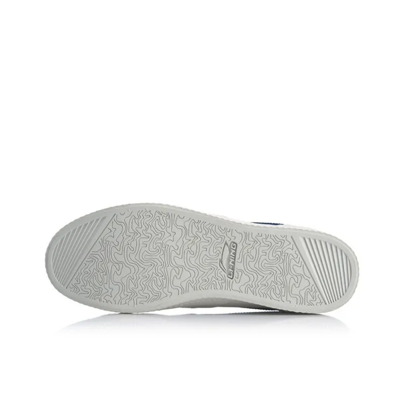 LiNing Wave Anti Slip And Wear Resistant Lightweight Low Top Skateboard Shoes Men's White Blue-4