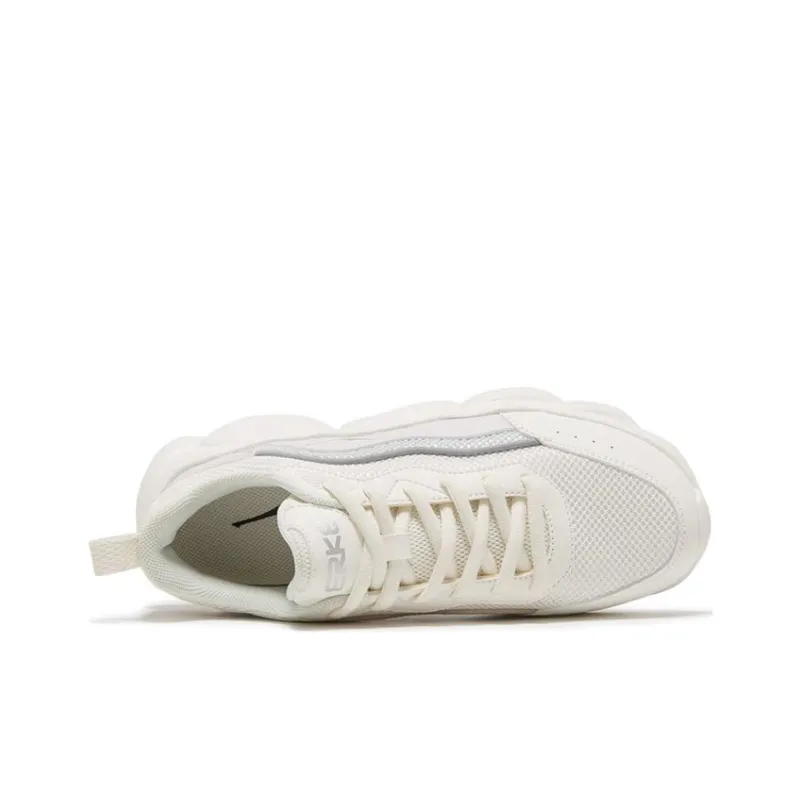Erke Cushioning Slip Resistant Low Top Casual Shoes Women's Microcrystal White-2
