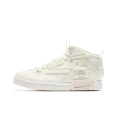 Erke Henan Museum Skateboard Shoes Men High-Top Ivory