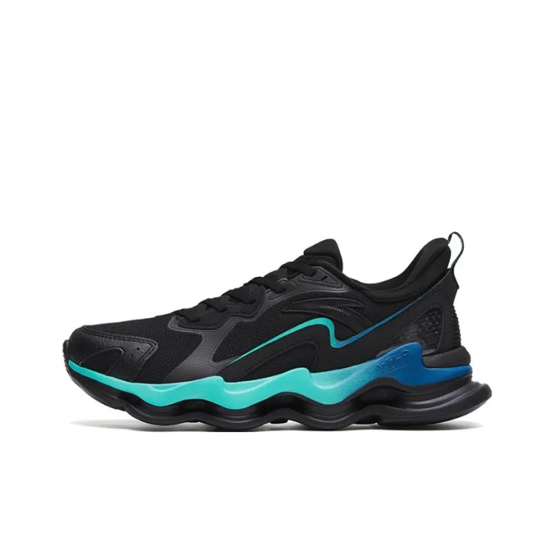 Anta Cushioning Anti Slip And Wear Resistant Low Top Running Shoes Men's Black Green-0