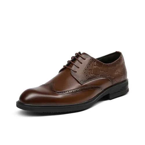 SEVEN Dress Shoes Men Low-Top Coffee