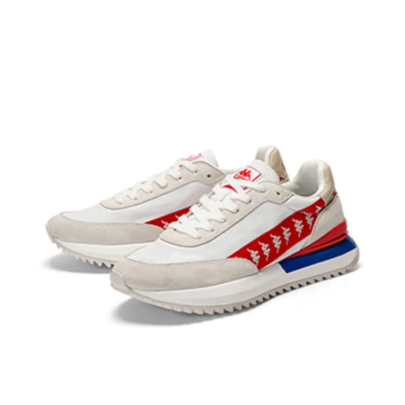Kappa Cushioning, Slip Resistant, And Abrasion Resistant Low Top Casual Shoes Unisex White Red-1