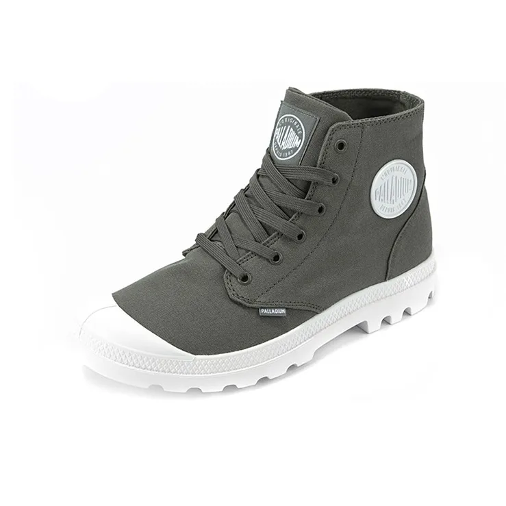 Palladium Blanc Hi Durable Breathable High-Top Canvas Shoes Men's Gray White-2