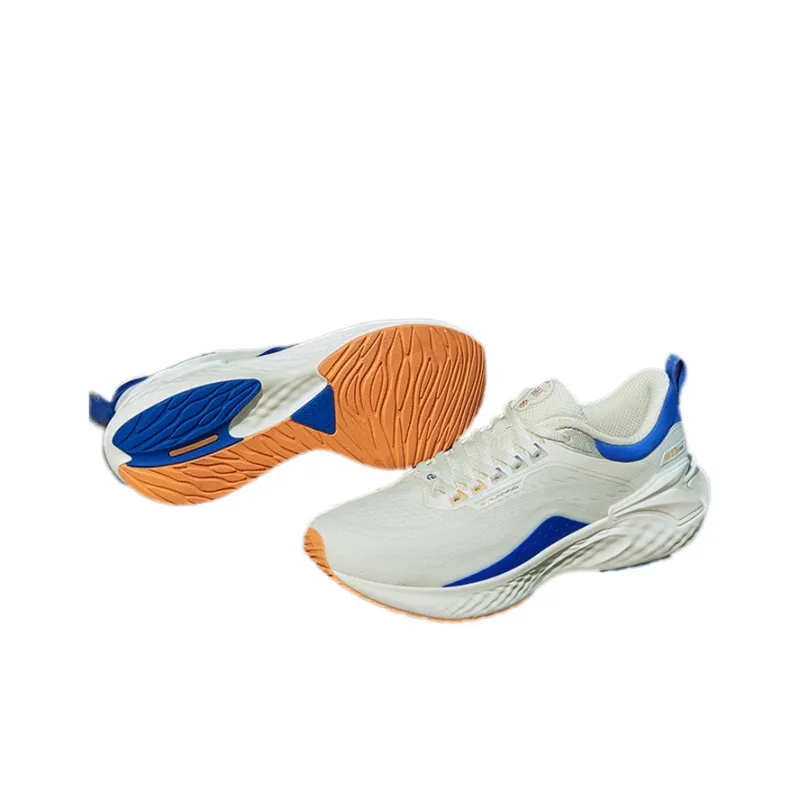 361° Slip Resistant Breathable Cushioning Low Top Running Shoes Men's White Blue-3
