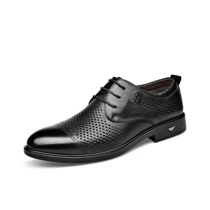 GZZ Dress Shoes Men Low Top Black-5