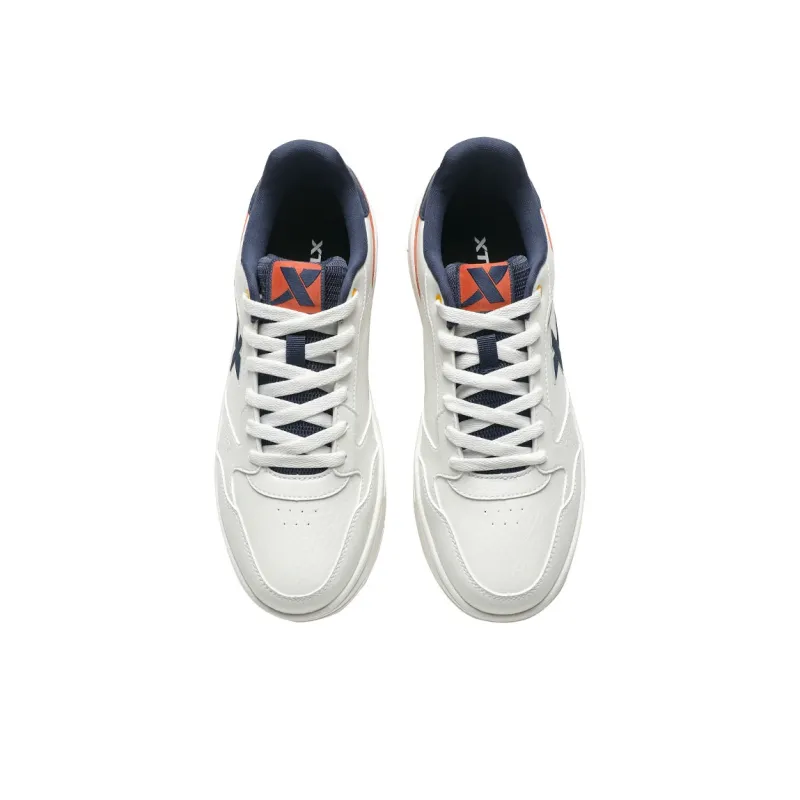 XTEP Waterproof And Wear-resistant Low-Top Skateboard Shoes Men's White Orange-3