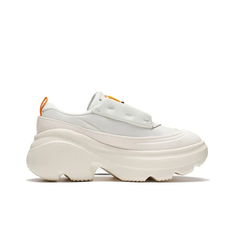 LiNing Cream Puff Cushioning, Slip Resistant, Abrasion Resistant, Height Increasing Low Top Casual Shoes Women's Ecru-1