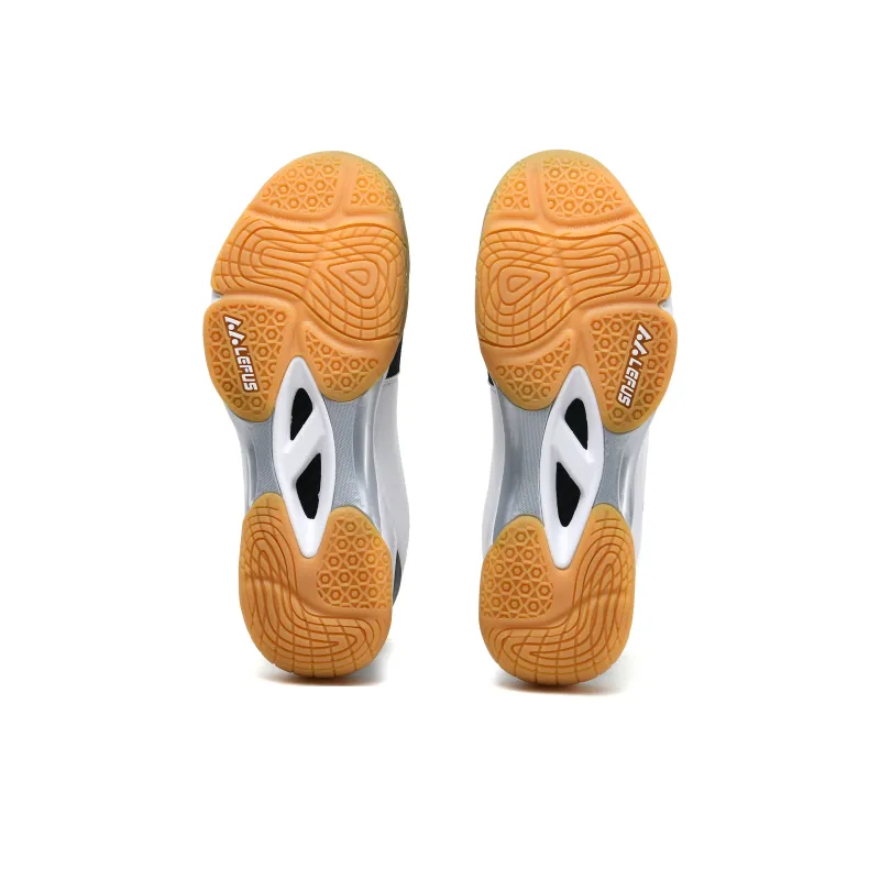 LEFUS Low Top Badminton Shoes Unisex White Black-5