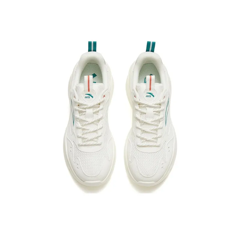 Anta Wear resistant Non slip And Breathable Low Top Sports Casual Shoes Women's White Gray Green-2