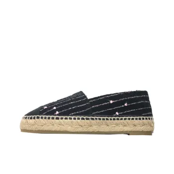 CHANEL Badge Fisherman Flat Casual Single Shoes Women's Black