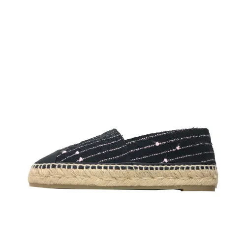 CHANEL Badge Fisherman Flat Casual Single Shoes Women's Black