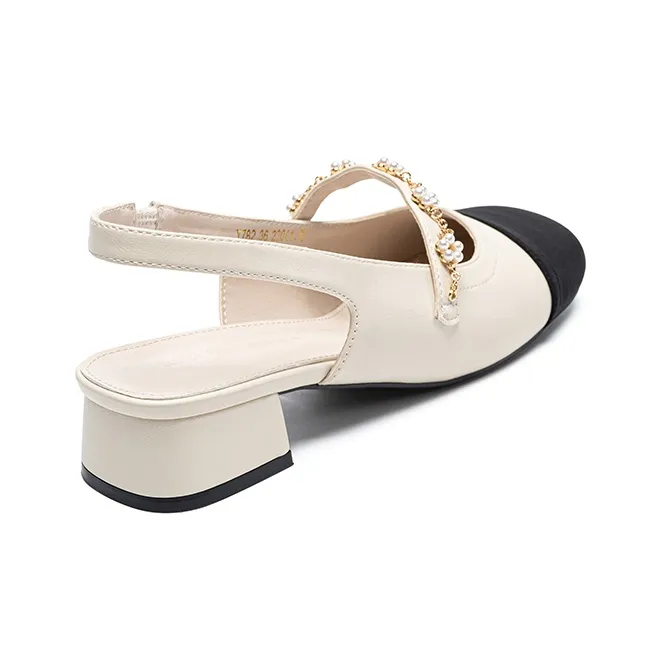 ZHR Wrap up Sandals Casual Single Shoes 3cm Women's Beige Black-3