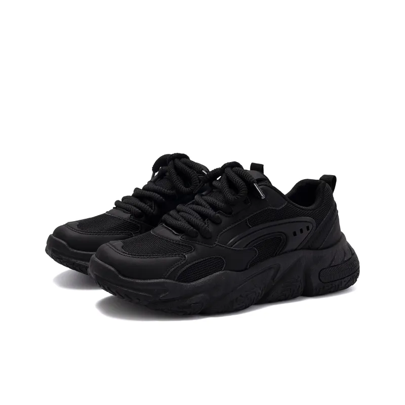 HUANQIU Durable Breathable Low Top Casual Running Shoes Men's Black-3